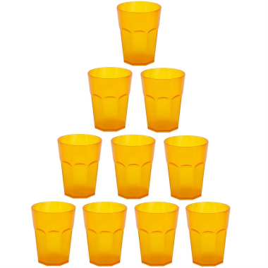 10x Kunststoffbecher Trinkbecher Plastikbecher Trink-Gläser Mehrweg 0,25l Orange