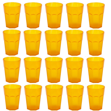 20x Kunststoffbecher Trinkbecher Plastikbecher Trink-Gläser Mehrweg 0,25l Orange