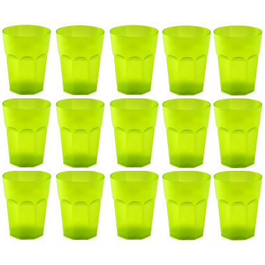 15x Kunststoffbecher Gr&uuml;n Trinkbecher Party-Becher Plastik Trink-Gl&auml;ser Mehrweg 0,25l