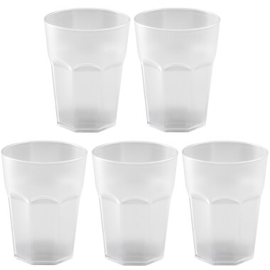 ENGELLAND 5 x Hartplastikbecher 250 ml Weiß – Mehrwegbecher BPA-frei, stapelbar, spülmaschinenfest – Kunststoffbecher ideal für Party, Kinder, Picknick & Alltag