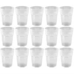 15x Kunststoffbecher Weiss Trinkbecher Party-Becher Plastik Trink-Gl&auml;ser Mehrweg 0,25l