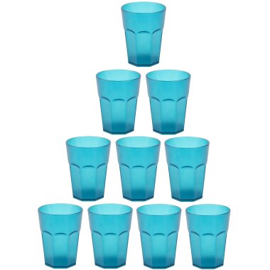 ENGELLAND 10er Set Hartplastikbecher Türkis 250 ml – BPA-freie, robuste Mehrweg-Trinkbecher aus Kunststoff, stapelbar und spülmaschinenfest – ideal für Kinder, Party, Camping & Outdoor