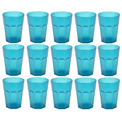 15x Kunststoffbecher T&uuml;rkis Trinkbecher Party-Becher Plastik Trink-Gl&auml;ser Mehrweg 0,25l