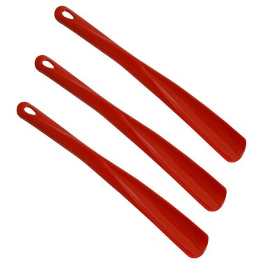 3er Set Schuhlöffel 34 cm Rot – stabile Kunststoff-Schuhanzieher mit Öse, gut sichtbar und vielseitig einsetzbar