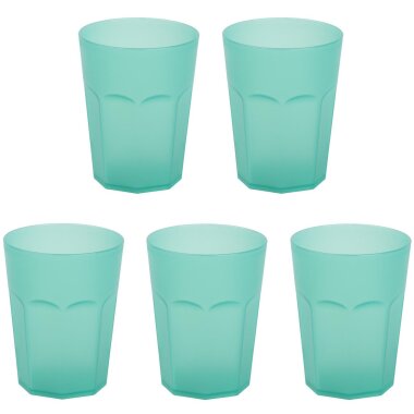 5 x Mehrweg-Kunststoffbecher 400 ml Grün – BPA-frei, robust, stapelbar & spülmaschinengeeignet