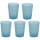 5x Mehrweg-Kunststoffbecher 400 ml Blau, BPA-frei, robust, stapelbar & spülmaschinenfest