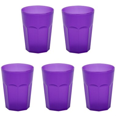 5 x Mehrweg-Kunststoffbecher 400 ml Lila – BPA-frei, robust, stapelbar & spülmaschinengeeignet