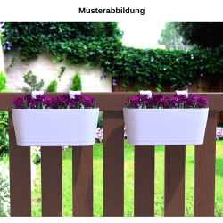 Blumenkasten oval Balkon &Uuml;bertopf Pflanzkasten Blumentopf zum H&auml;ngen mit Wasserspeicher Farbe wei&szlig;