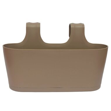 Blumenkasten oval Balkon Übertopf Pflanzkasten Blumentopf zum Hängen mit Wasserspeicher Farbe braun