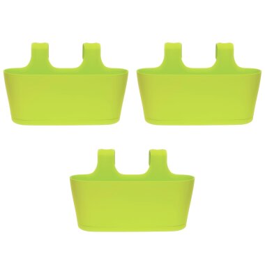 3er Set Ovaler Blumenkasten Grün zum Aufhängen – Wetterfester Pflanzkasten mit Wasserspeicher für Balkon, Terrasse und Fensterbank