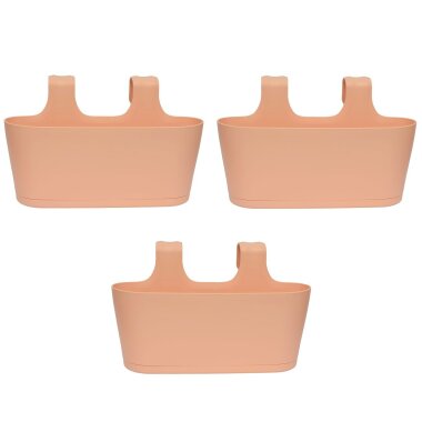 3er-Set Blumenkasten oval zum Hängen Apricot – mit Wasserspeicher, wetterfest für Balkon & Garten