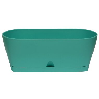 Ovaler Blumenkasten Mint mit Wasserauffangschale für Balkon, Garten & Tischdeko