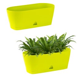 2x Ovaler Blumenkasten Grün mit Wasserauffangschale...