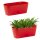 2x Ovaler Blumenkasten Rot mit Wasserauffangschale für Balkon & Garten