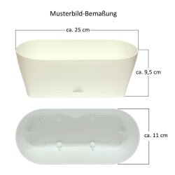 3x Ovaler Blumenkasten Mint mit Wasserauffangschale...