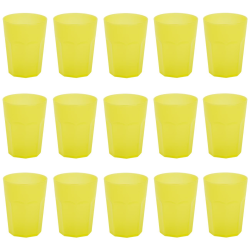 15x Kunststoffbecher Gelb Trinkbecher Party-Becher Plastikgl&auml;ser Mehrweg 0,4l