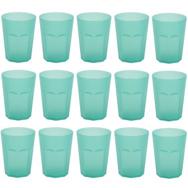 15 x Mehrweg-Kunststoffbecher 400 ml Grün – BPA-frei, robust, stapelbar & spülmaschinenfest