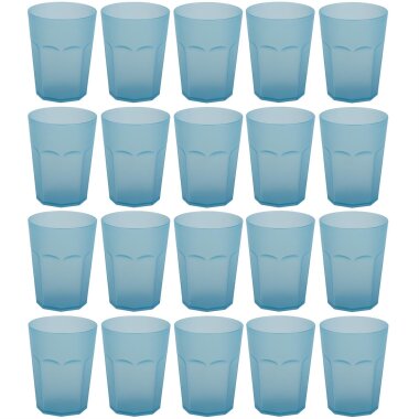 20 x Mehrweg-Kunststoffbecher 400 ml Blau – BPA-frei, robust, stapelbar & spülmaschinengeeignet