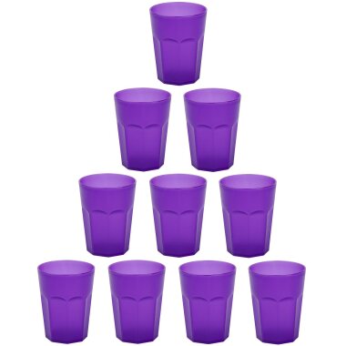 10 x Mehrweg-Kunststoffbecher 400 ml Lila – BPA-frei, bruchsicher und spülmaschinengeeignet