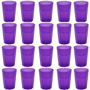 20 x Mehrweg-Kunststoffbecher 400 ml Lila – BPA-frei, robust, stapelbar & spülmaschinengeeignet