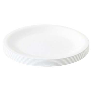 ENGELLAND 6er Set flache Kunststoffteller Ø 23,5 cm Weiß, BPA-frei, bruchsicher, spülmaschinen- & mikrowellengeeignet