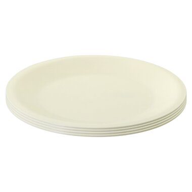 ENGELLAND 4er Set flache Kunststoffteller Ø 23,5 cm Beige, BPA-frei, bruchsicher, spülmaschinen- & mikrowellengeeignet