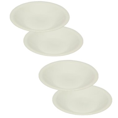 ENGELLAND 4-er Set tiefe Kunststoff-Mehrwegteller Ø 21,5 cm Weiß, BPA-frei, mikrowellen- & spülmaschinenfest, bruchfest