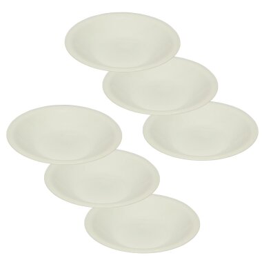 ENGELLAND 6er Set tiefe Kunststoff-Mehrwegteller Ø 21,5 cm Weiß, BPA-frei, bruchsicher, mikrowellen- & spülmaschinengeeignet