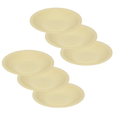 ENGELLAND 6er Set tiefe Kunststoff-Mehrwegteller Ø 21,5 cm Beige, BPA-frei, bruchsicher, mikrowellen- & spülmaschinengeeignet