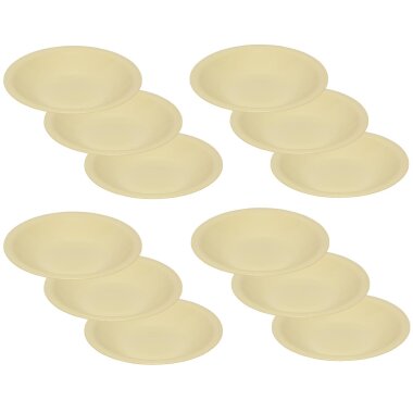 ENGELLAND 12er Set tiefe Mehrwegteller Ø 21,5 cm Beige BPA-frei stapelbar bruchsicher