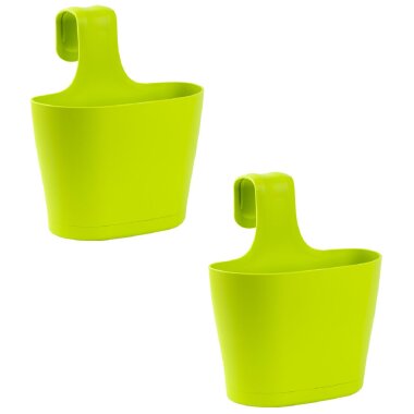 ENGELLAND 2er Set Balkonkasten Grün mit Bügel, 2,8 l, UV- & frostbeständig, ideal für Balkon und Terrasse