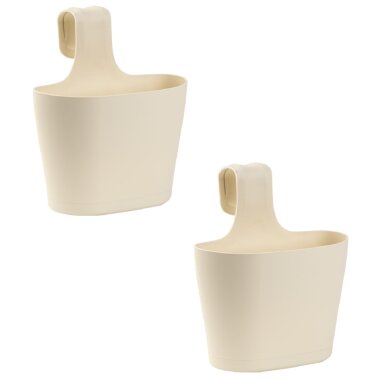 2er Set Balkonkasten mit Halterung Beige wetterfest UV-beständig Pflanzkasten für Balkon Terrasse und Garten