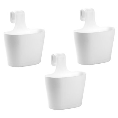 ENGELLAND 3er Set Balkonkasten Weiß mit Bügel, 2,8 l, UV- & frostbeständig, ideal für Balkon und Terrasse