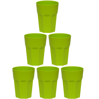 6x Kunststoffbecher Gr&uuml;n Trinkbecher Party-Becher Plastik Trink-Gl&auml;ser Mehrweg 0,25l