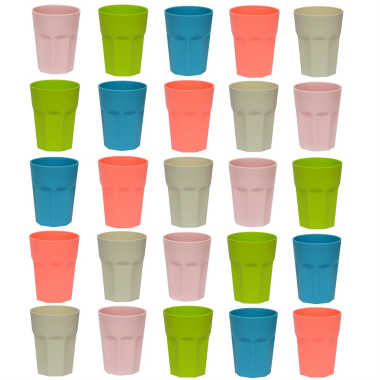 25x Kunststoffbecher Bunt Trinkbecher Party-Becher Plastik Trink-Gläser Mehrweg 0,25l