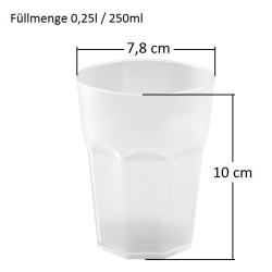Kunststoffbecher Beige Trinkbecher Party-Becher Plastik Trink-Gläser Mehrweg 0,25l