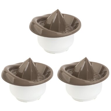 3er Set Zitruspresse mit Auffangbehälter 0,5 L aus BPA-freiem Kunststoff braun perfekte Handpresse für Zitronen Limetten Orangen