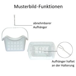 Wäscheklammerset Hänge-Korb mit 40 Klammern – robuster Korb aus PP mit Haken in Weiß