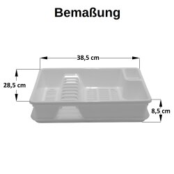 ENGELLAND Abtropfgitter Weiß mit Wanne – BPA-frei, spülmaschinenfest, für bis zu 11 Teller, inkl. Besteckkorb, platzsparend, ideal für Küche & Spüle.