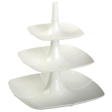 ENGELLAND 3 stöckige Etagère Weiß – PP-Kunststoff, stapelbar & zerlegbar, ideal für Kuchen, Desserts, Käseplatten & Snacks