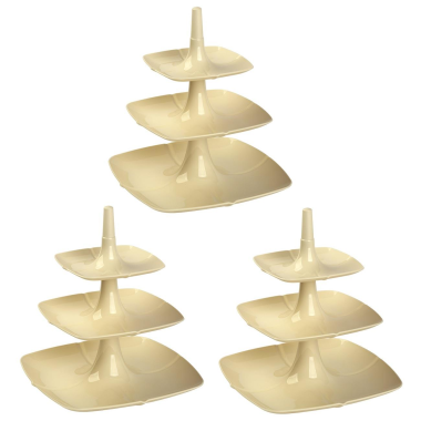 3x Etagere 3 stöckig Kuchenständer Dessertständer Tortenhalter Käseplatte Kunststoff Farbe Beige
