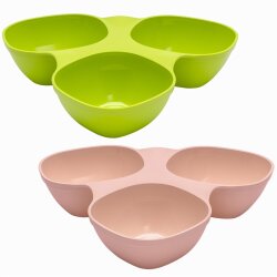 ENGELLAND 2 Snack-Servierschalen Rosa Grün– BPA-frei, stapelbar, spülmaschinenfest, 30 × 18,5 × 6,5 cm, vielseitig für Snacks & Süßigkeiten