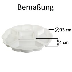 ENGELLAND Servierplatte Beige – 5 teilige Snackschale aus BPA-freiem Kunststoff, rund, 33 cm, spülmaschinenfest, stapelbar