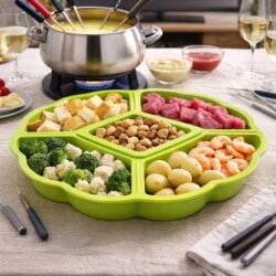 ENGELLAND Servierplatte Grün 5-teilig – BPA-frei, rund 33 cm, spülmaschinenfest & stapelbar