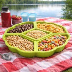 ENGELLAND Servierplatte Grün 5-teilig – BPA-frei, rund 33 cm, spülmaschinenfest & stapelbar