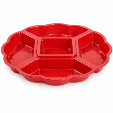 ENGELLAND Servierplatte Rot – 5 teilige Snackschale aus BPA-freiem Kunststoff, rund, 33 cm, spülmaschinenfest, stapelbar