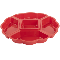 Servierplatte Snackschale Kunststoff, Vorspeisenteiler, 5 Fächer, Rot, 33 cm