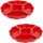 2-er-Set runde Servierplatten in Rot Ø 33 cm – 5-Fächer Snack-Platten aus BPA-freiem Kunststoff, spülmaschinenfest & wetterbeständig