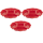 3x Servierplatte Snackschale Kunststoff, Vorspeisenteiler, 5 Fächer, Rot, 33 cm