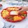3-er-Set Servierplatten in Rot Ø 33 cm – runde Snack-Platten mit 5 Fächern aus BPA-freiem Kunststoff, spülmaschinenfest & wetterbeständig